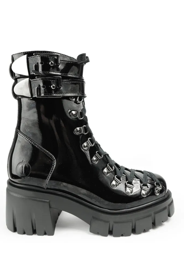 Altercore Damen vegan Stiefel Chloe Ii Schwarz Lack